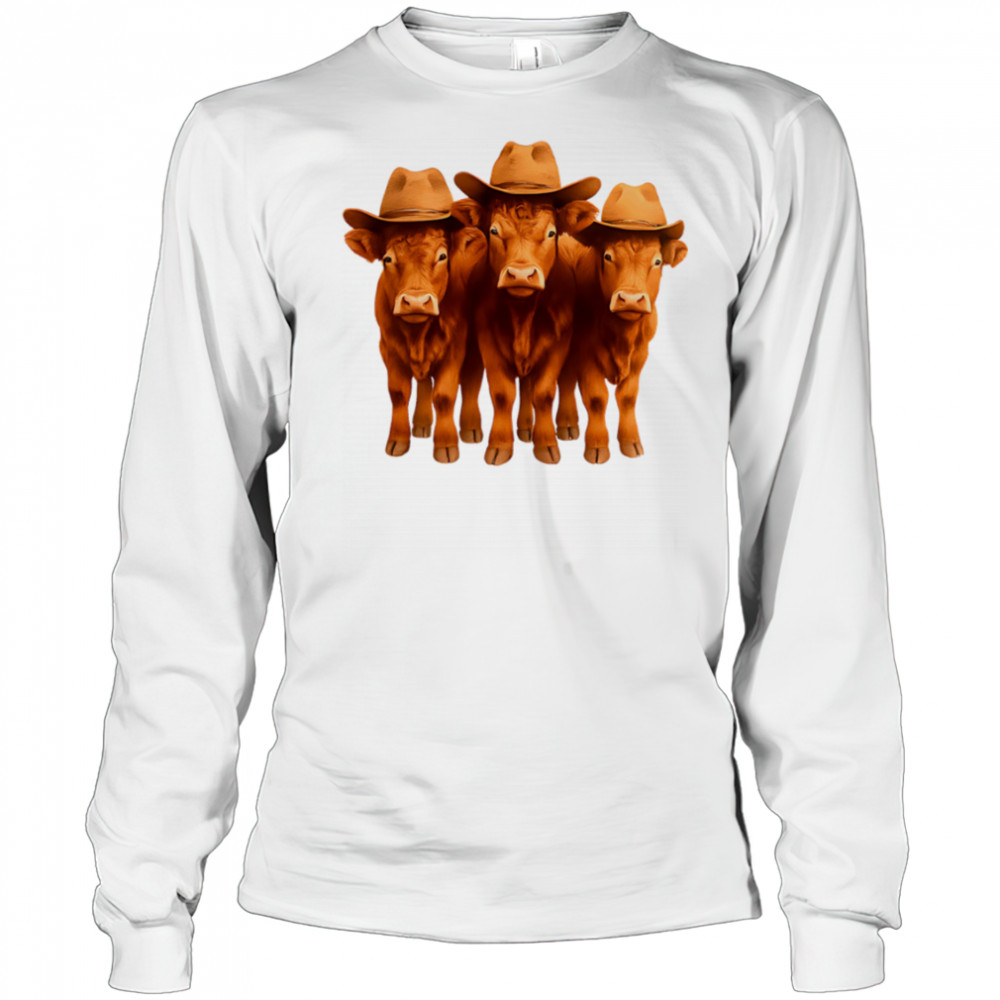 Cowboy Hat Wearing Cows cute shirt Long Sleeved