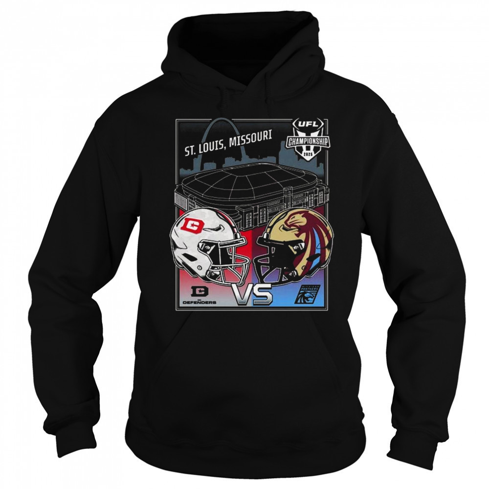 DC Defenders Vs Michigan Panthers UFL 2025 Championship Matchup St. Louis Missouri Head To Head Helmet Shirt Sweatshirt