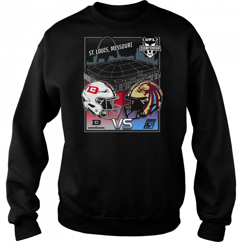 DC Defenders Vs Michigan Panthers UFL 2025 Championship Matchup St. Louis Missouri Head To Head Helmet Shirt Hoodie