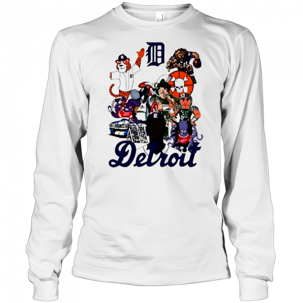 Detroit Mascots Sports Team T-Shirt Long Sleeved