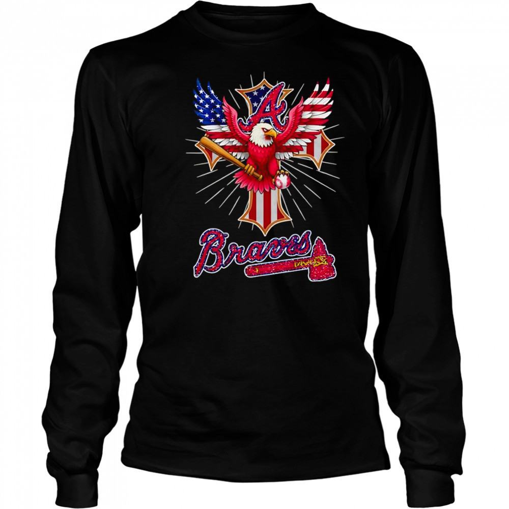 Eagle baseball Atlanta Braves American flag shirt Long Sleeved
