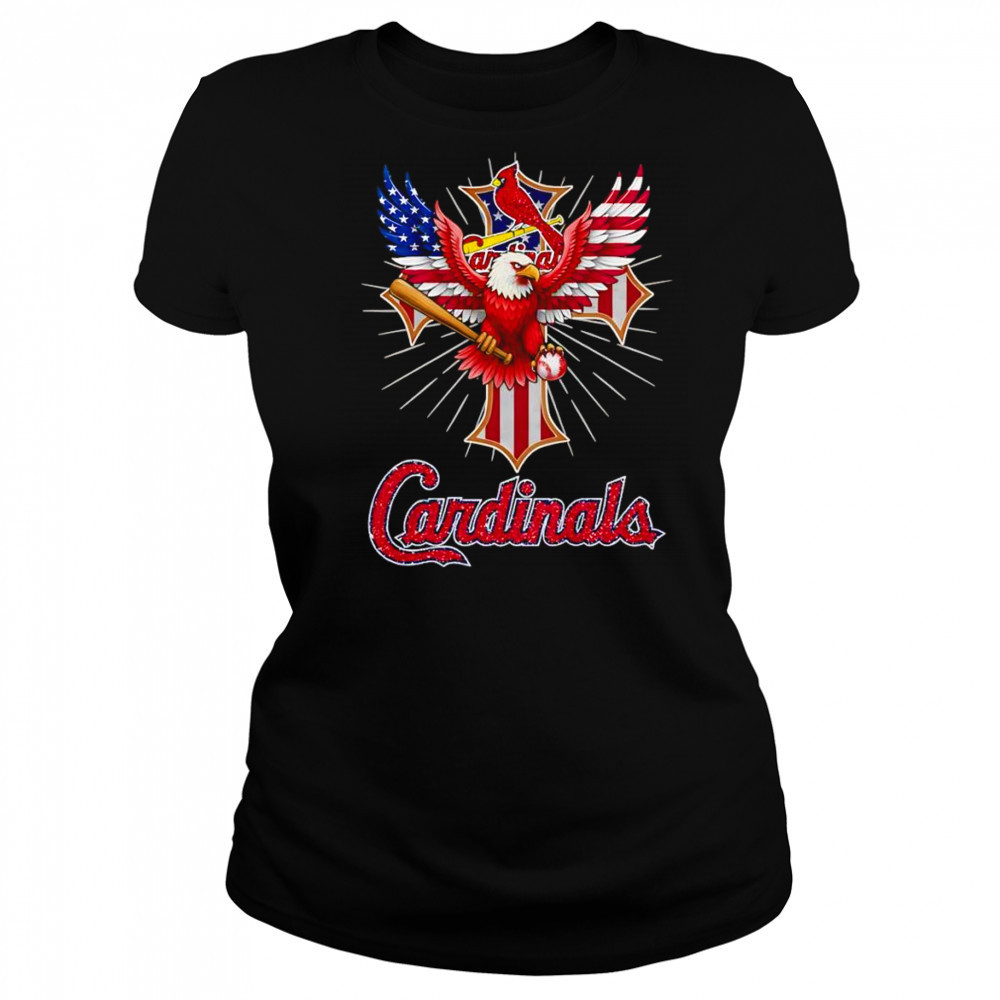 Eagle baseball St Louis Cardinals American flag shirt Women's T-shirt