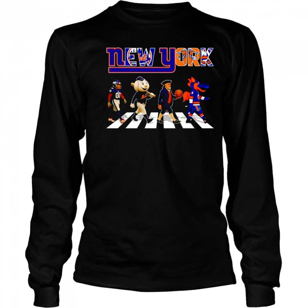 Giants Mets Knicks Islanders sports mascot cross road shirt Long Sleeved