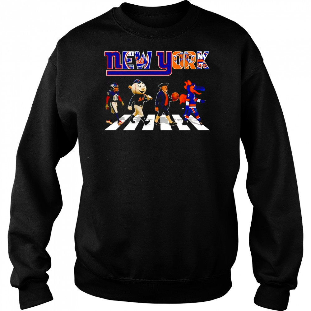 Giants Mets Knicks Islanders sports mascot cross road shirt Hoodie
