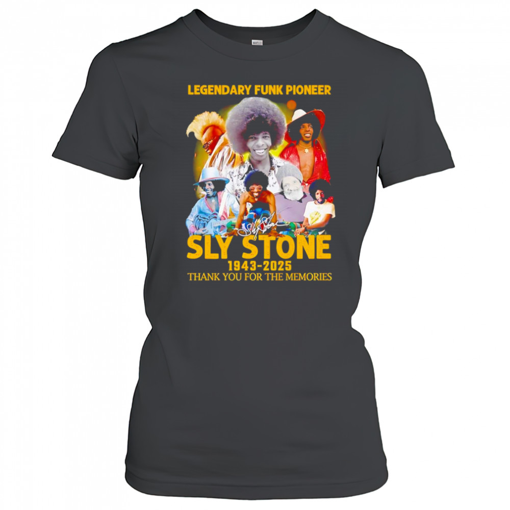 Legendary Funk Pioneer Sly Stone 1943 2025 thank you for the memories shirt Women's T-shirt