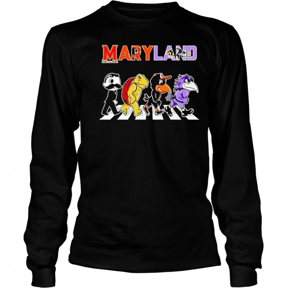 Maryland Sports Team Logo Mascot Abbey Road 2025 Shirt Long Sleeved