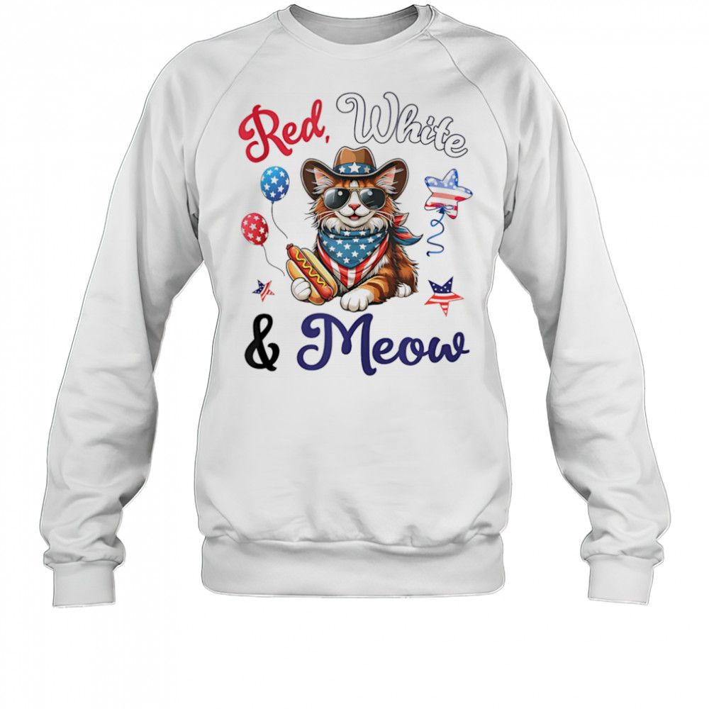 Red white and meow shirt Sweatshirt