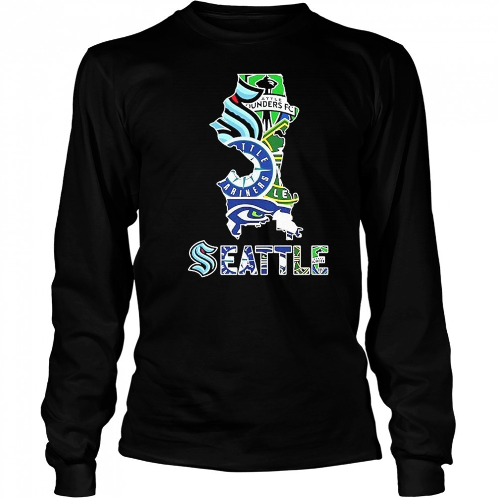 Seattle Sports Team Map Logo 2025 Shirt Long Sleeved