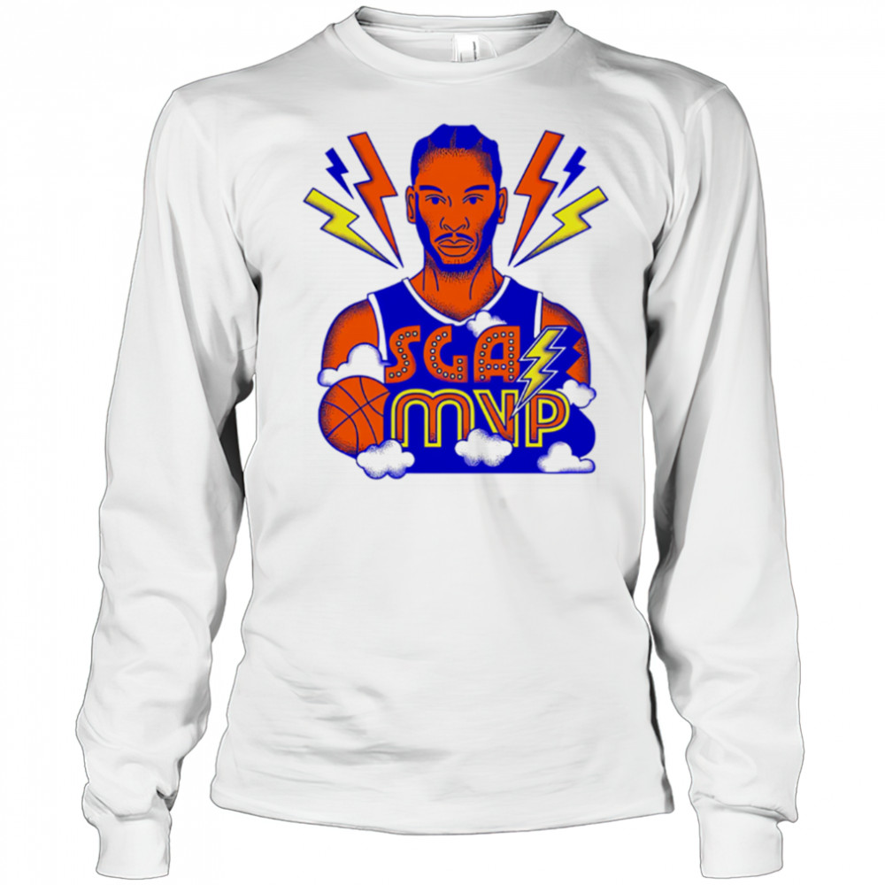 SGA MVP Basketball Thunder Lightning Cartoon Style Graphic shirt Long Sleeved