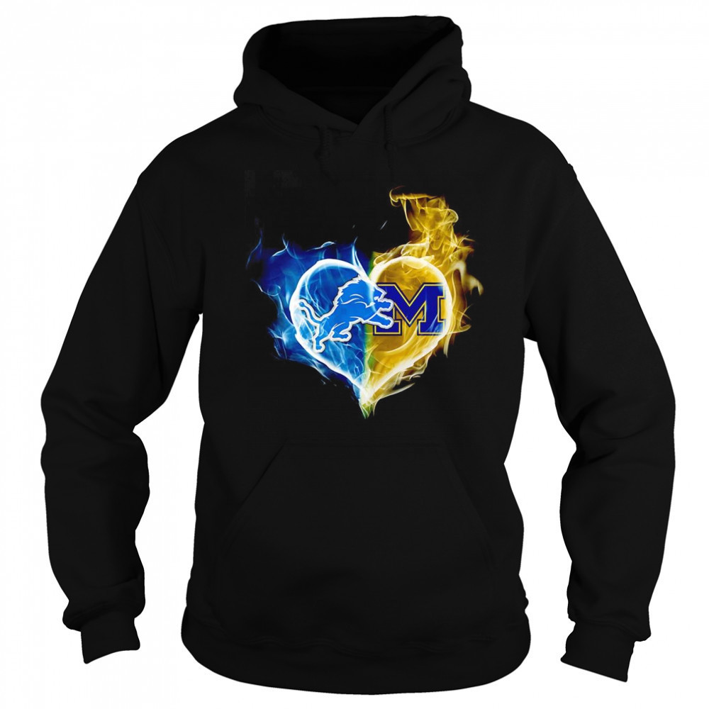 Smoke heart Detroit Lions and Michigan Wolverines shirt Sweatshirt