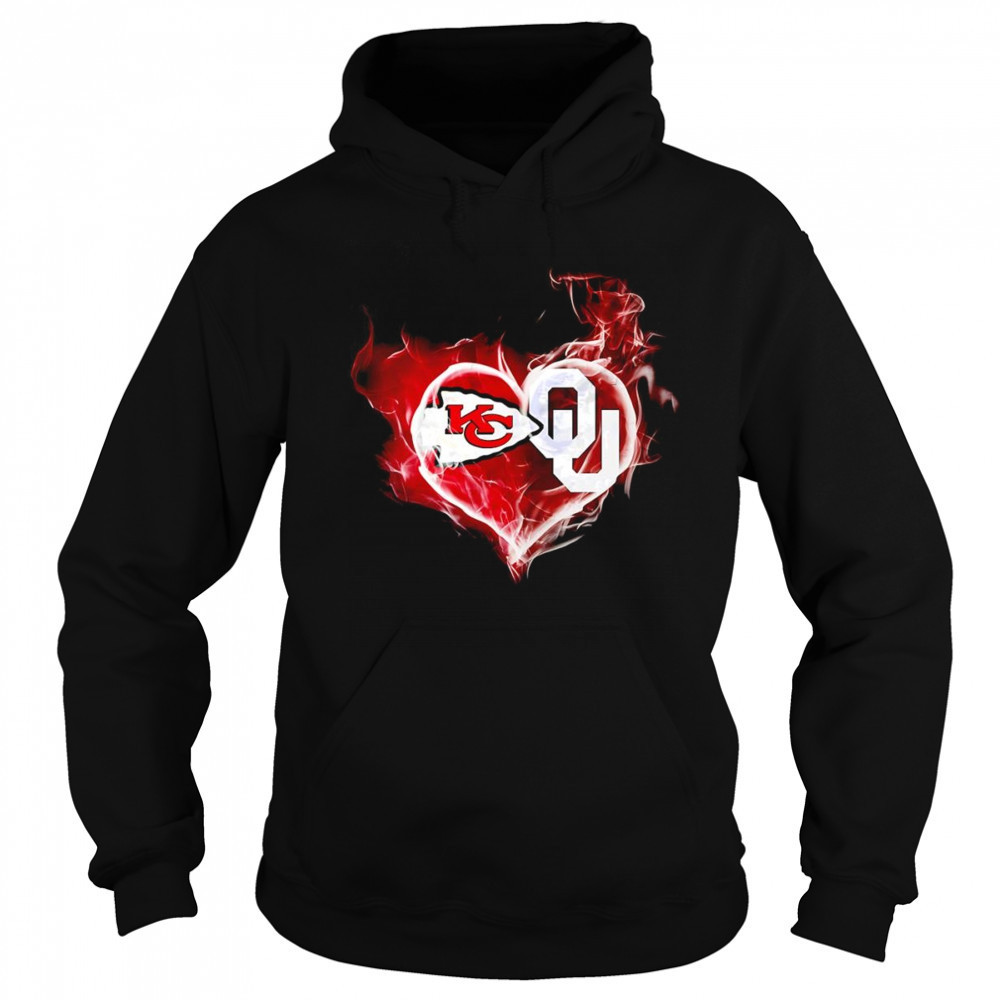 Smoke heart Kansas City Chiefs and Oklahoma Sooners shirt Sweatshirt