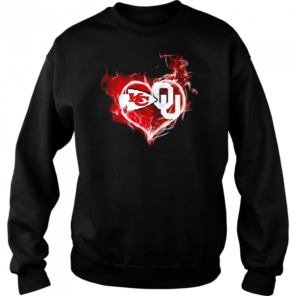 Smoke heart Kansas City Chiefs and Oklahoma Sooners shirt Hoodie