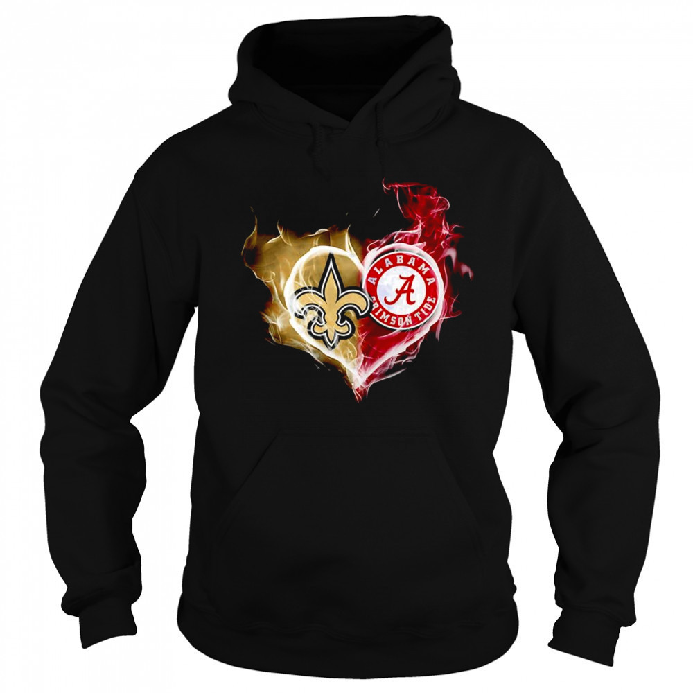 Smoke heart Saint New Orleans and Alabama Crimson Tide shirt Sweatshirt