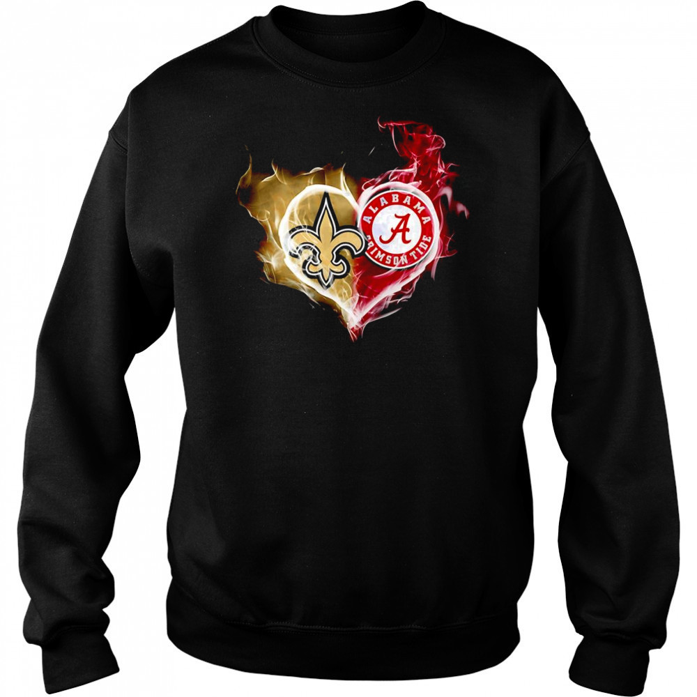 Smoke heart Saint New Orleans and Alabama Crimson Tide shirt Hoodie