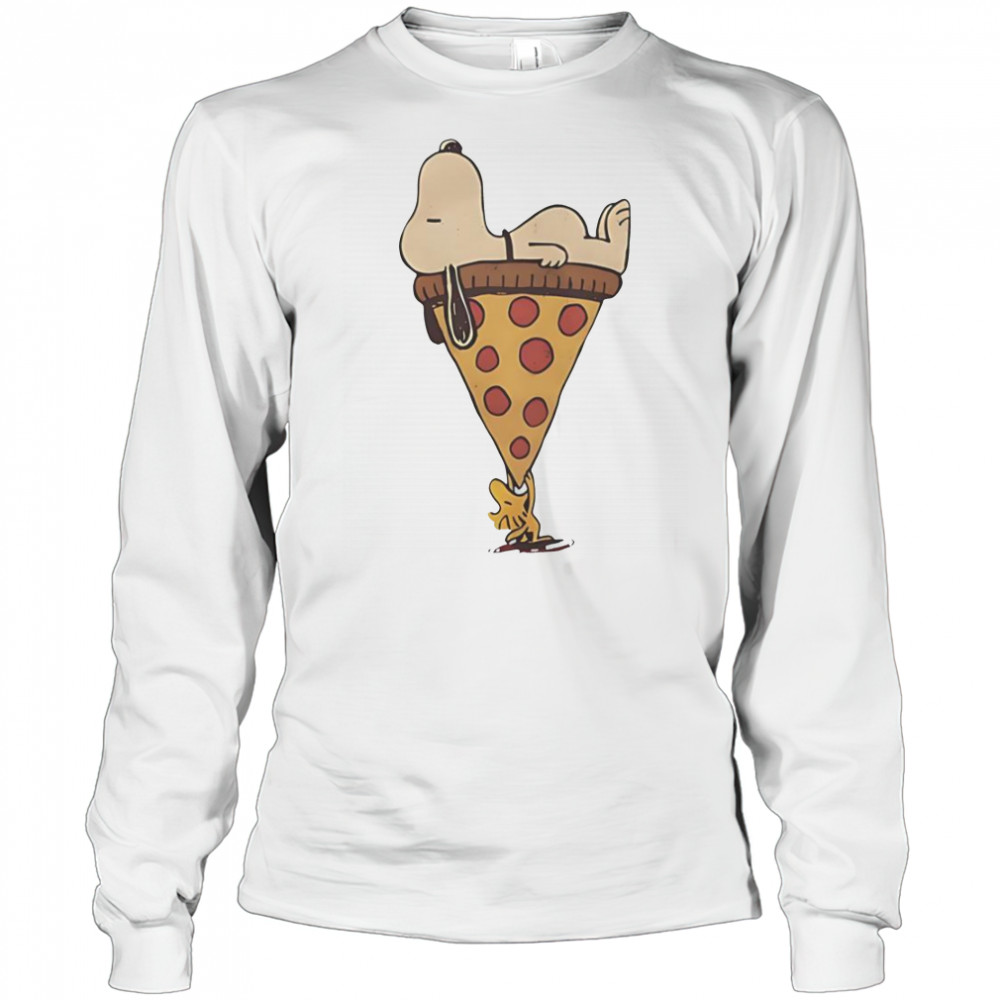 Snoopy And Woodstock And A Giant Slice Of Pizza T-Shirt Long Sleeved