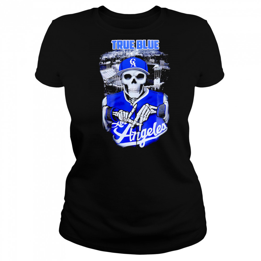 True Blue Skeleton Los Angeles Dodgers Baseball shirt Women's T-shirt