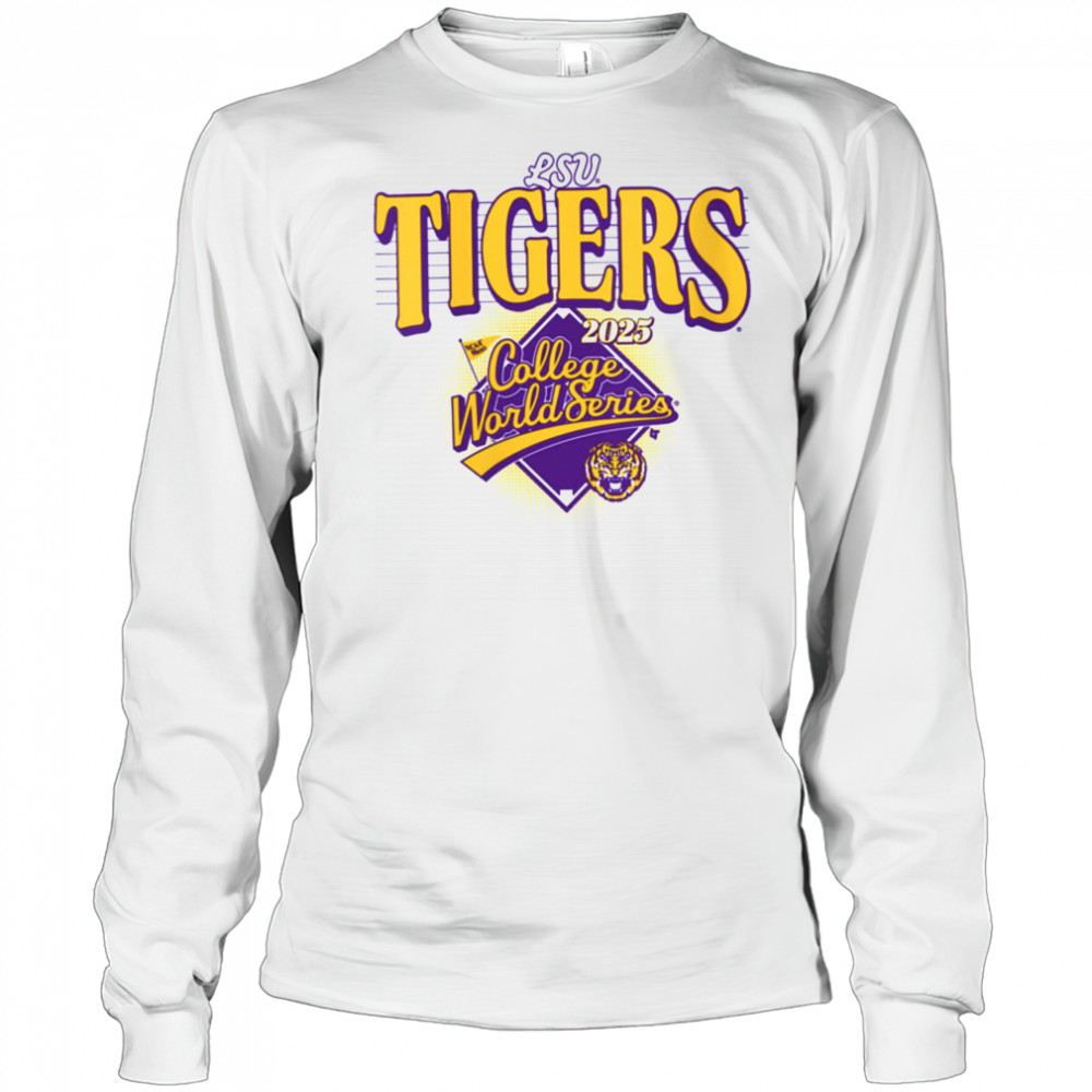 Womens LSU Tigers 2025 College World Series NCAA Baseball V Neck T Shirt Long Sleeved