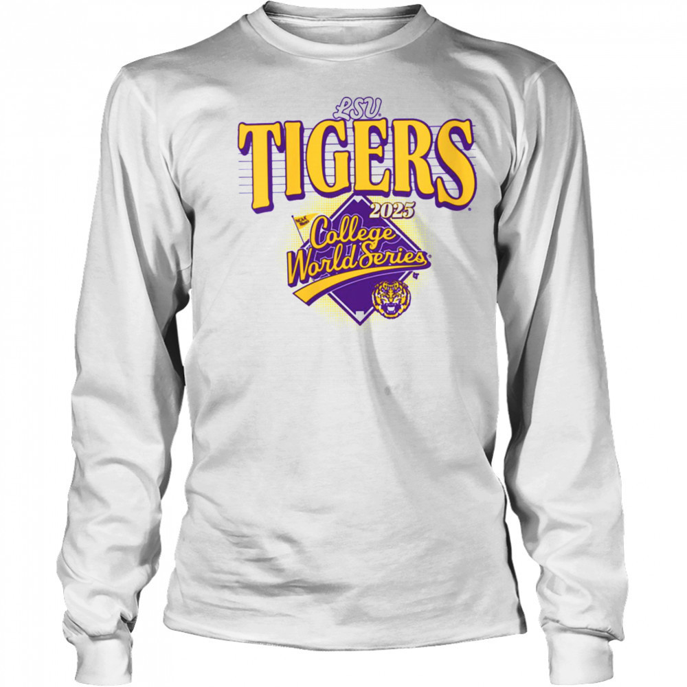Womens LSU Tigers 2025 College World Series NCAA Baseball V Neck T Shirt Long Sleeved