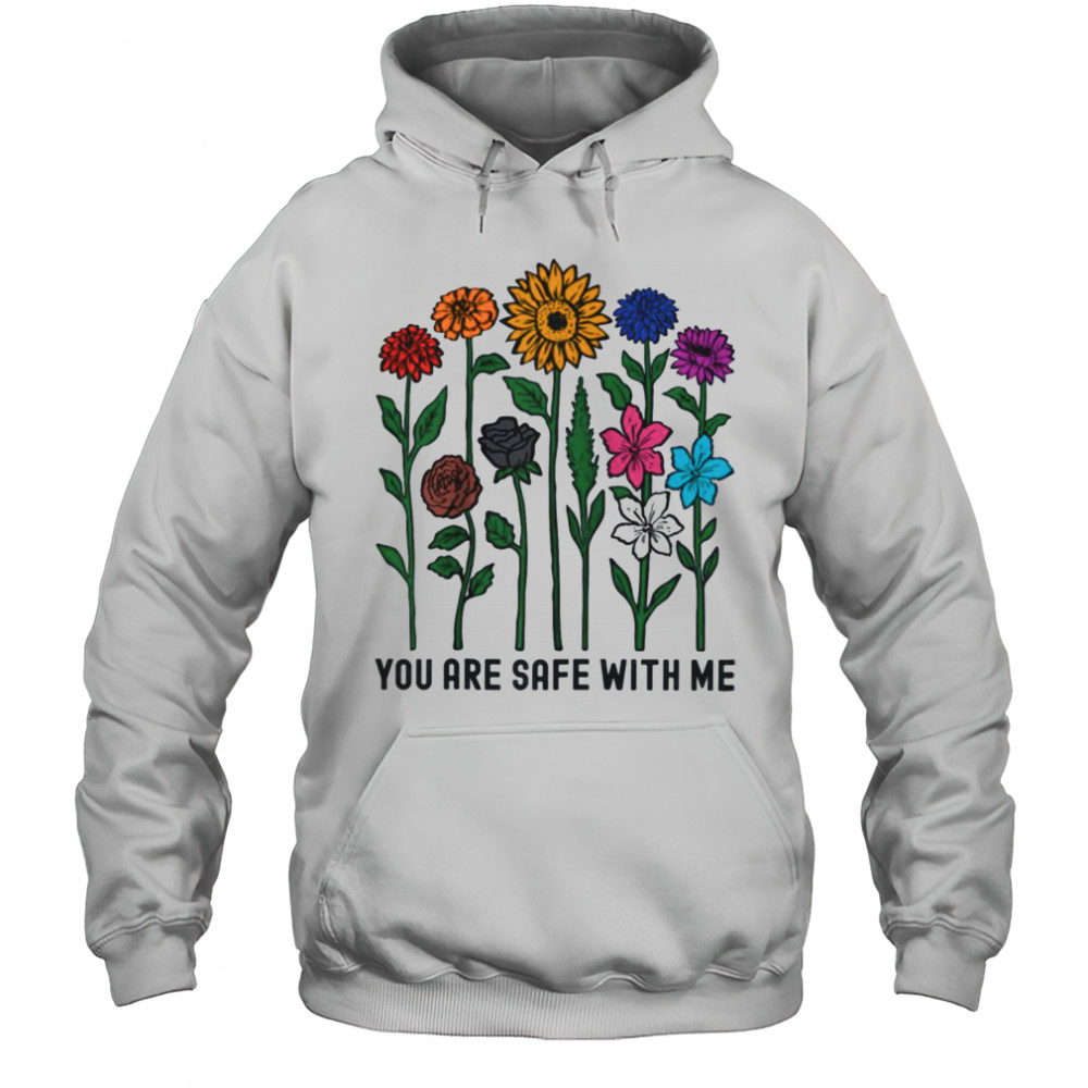 You Are Safe With Me Wildflower LGBTQ Pride Ally You’re Safe Raglan Baseball T-shirt Hoodie