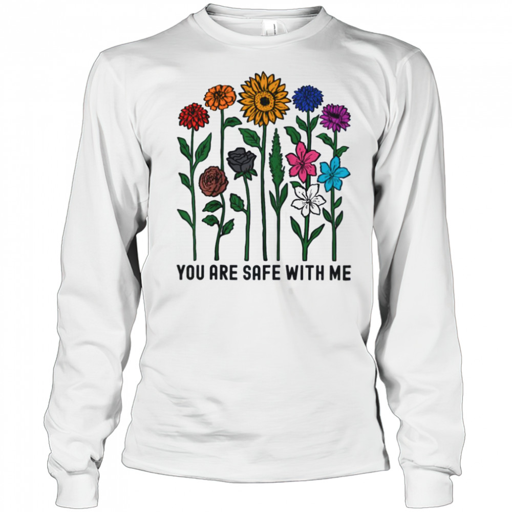 You Are Safe With Me Wildflower LGBTQ Pride Ally You’re Safe Raglan Baseball T-shirt Long Sleeved