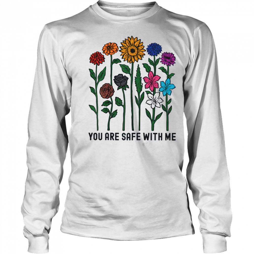 You Are Safe With Me Wildflower LGBTQ Pride Ally You’re Safe Raglan Baseball T-shirt Long Sleeved
