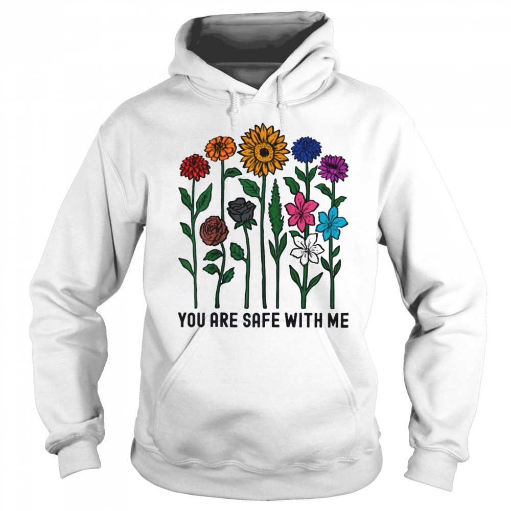 You Are Safe With Me Wildflower LGBTQ Pride Ally You’re Safe Raglan Baseball T-shirt Sweatshirt