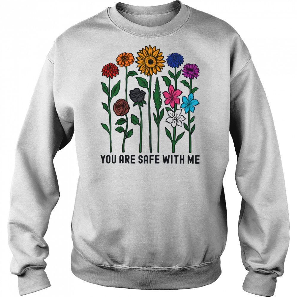 You Are Safe With Me Wildflower LGBTQ Pride Ally You’re Safe Raglan Baseball T-shirt Hoodie