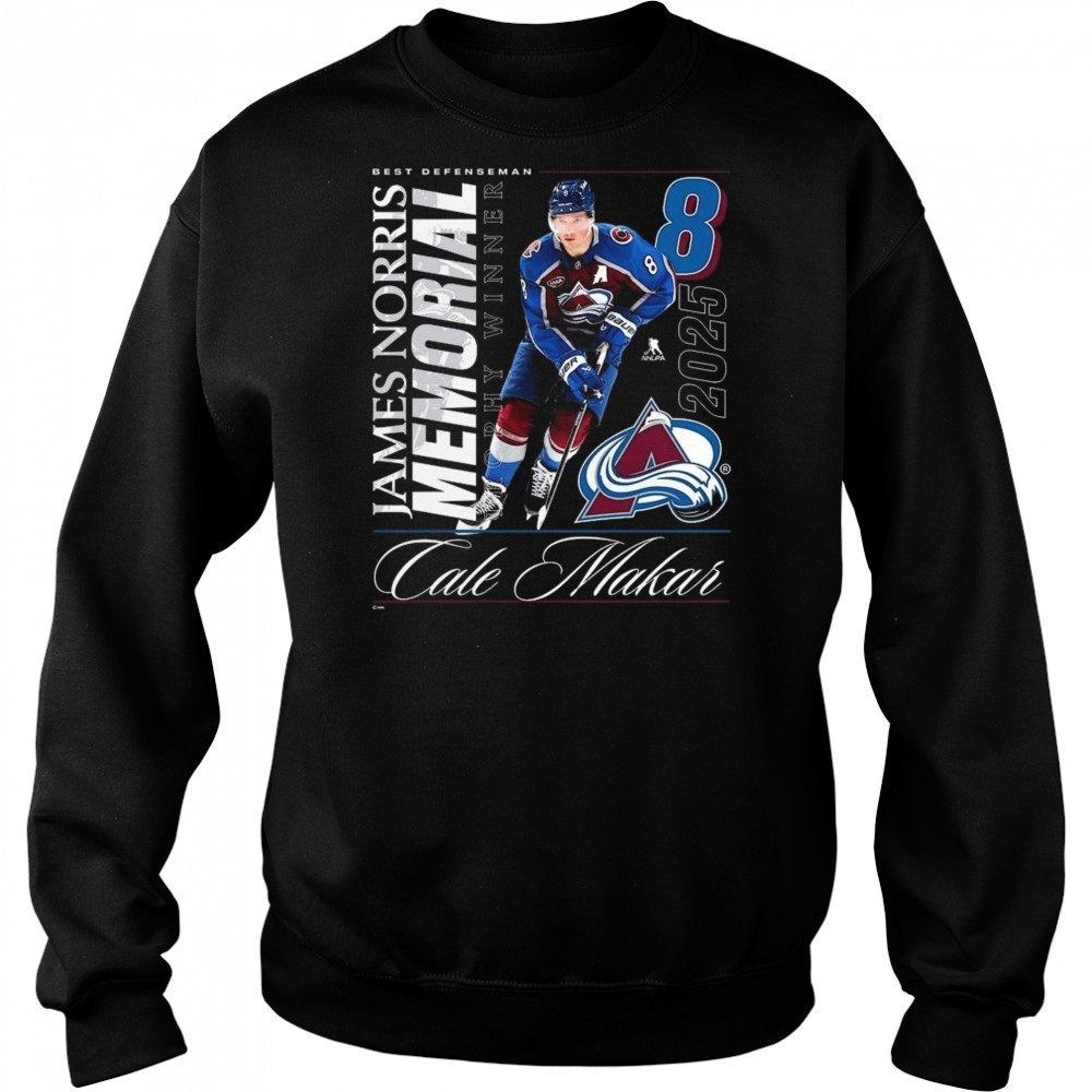 Cale Makar Colorado Avalanche 2025 Norris Trophy Winner Shirt Hoodie