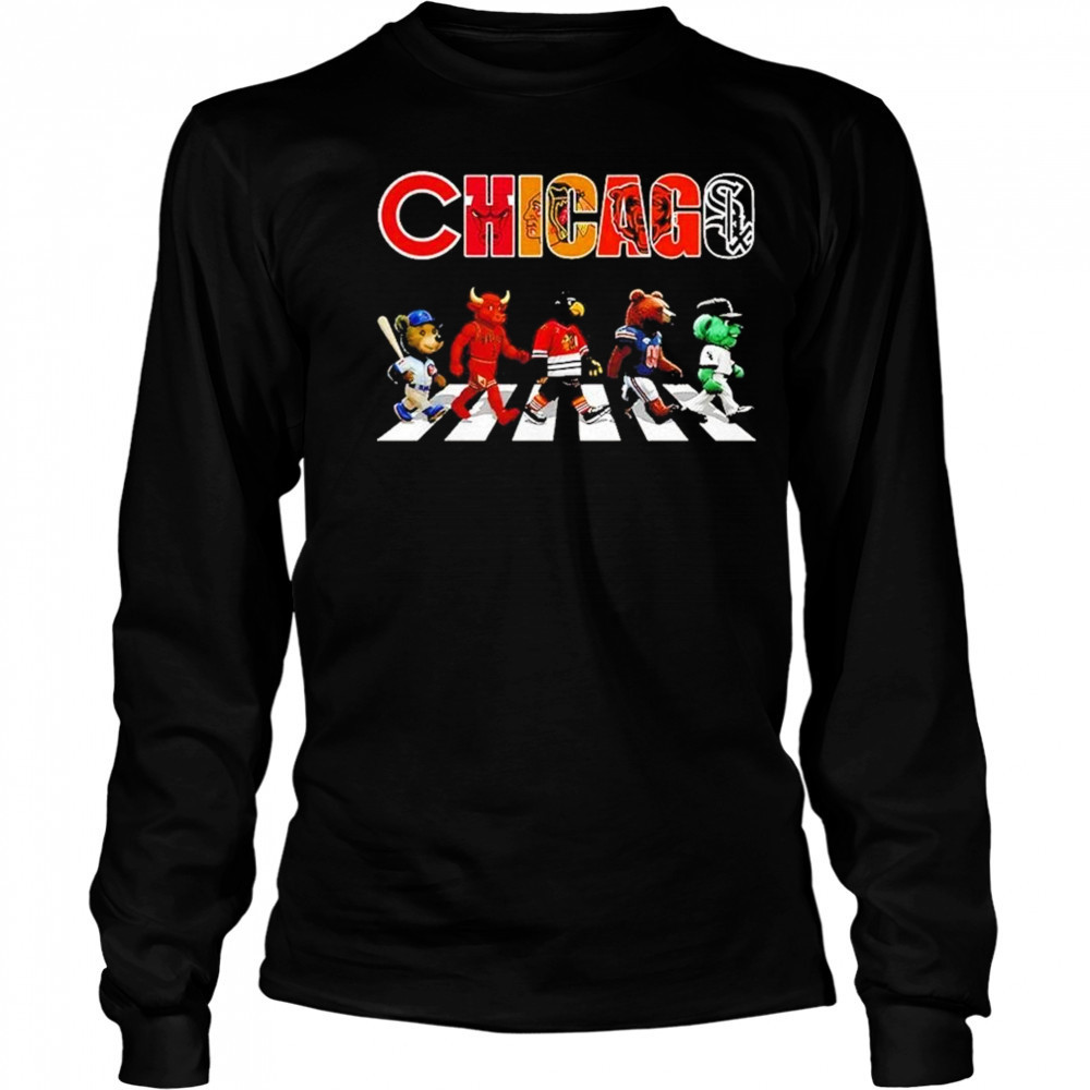 Chicago Sports Team Logo Mascot Abbey Road 2025 Shirt Long Sleeved