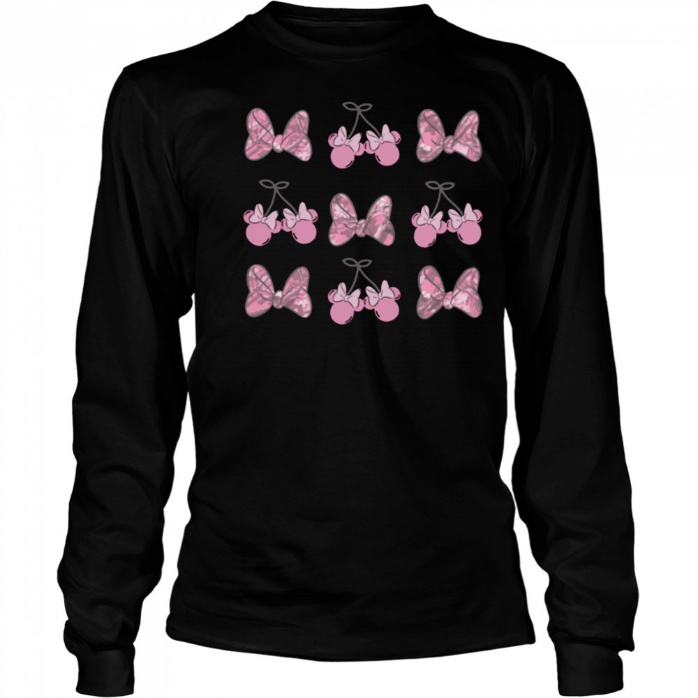 Disney Minnie Mouse Pink Camo Retro Bow Grid shirt Long Sleeved