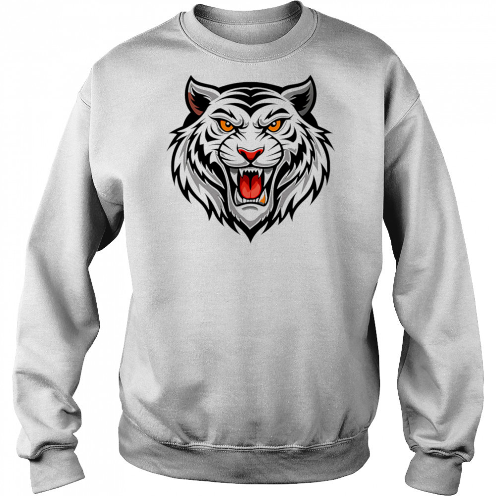 Ferocious white tiger illustration shirt Hoodie