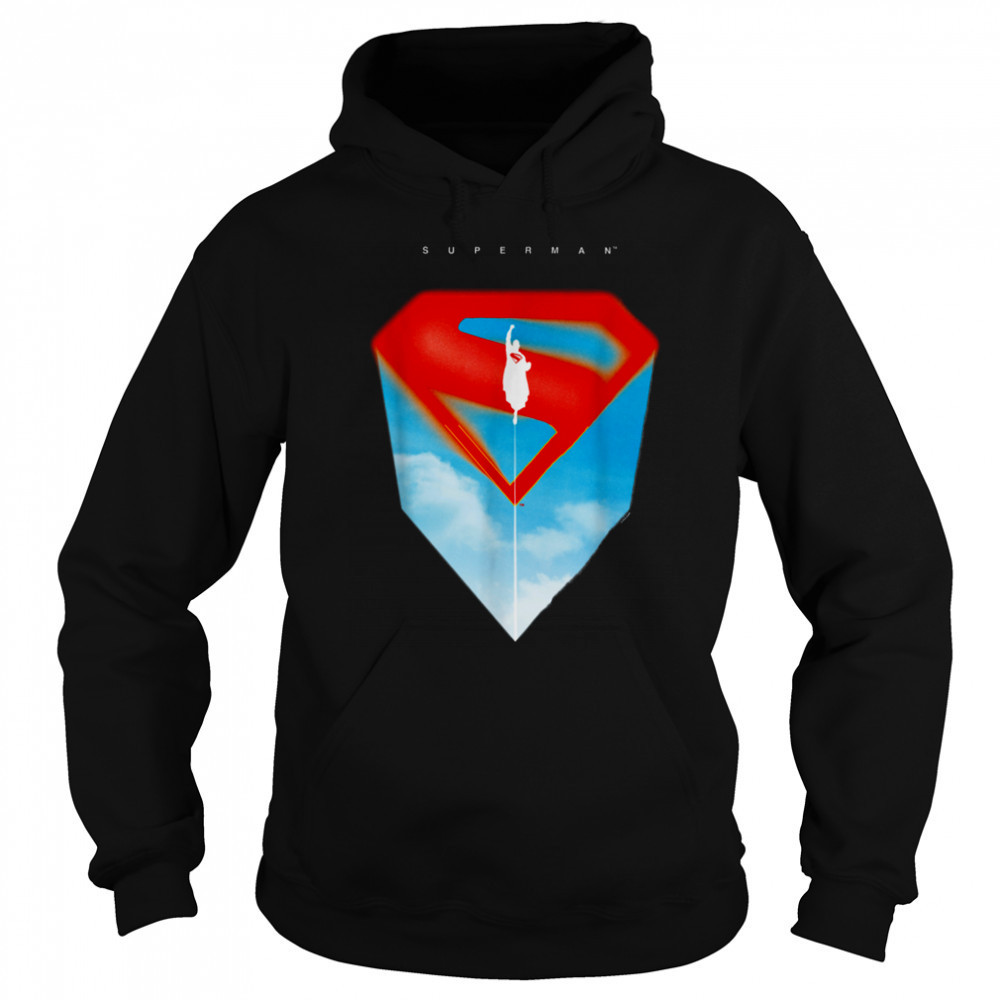 Superman (2025) Flying Silhouette Red S Shield Logo T Shirt Sweatshirt
