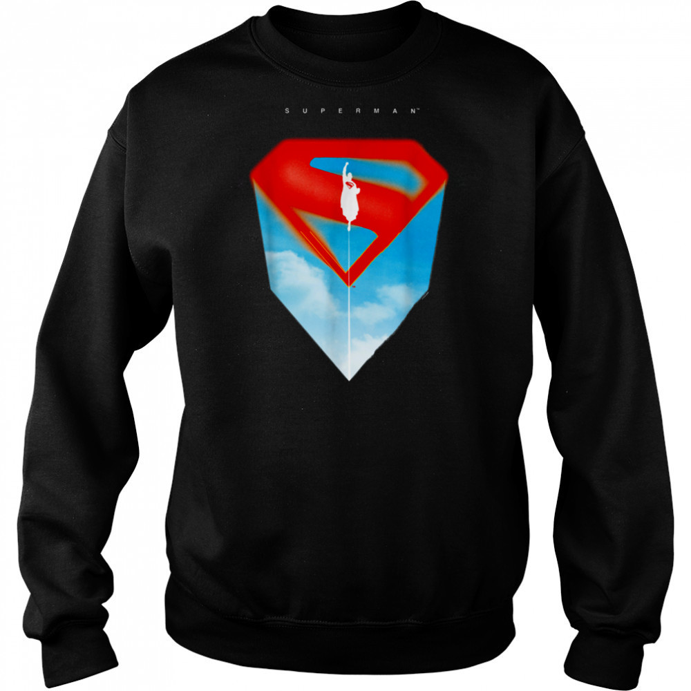 Superman (2025) Flying Silhouette Red S Shield Logo T Shirt Hoodie