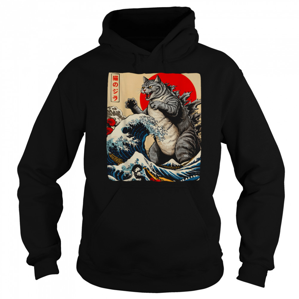 Catzilla Cat Japanese Art Funny Cat Gifts For Men Women Kids T Shirt Sweatshirt