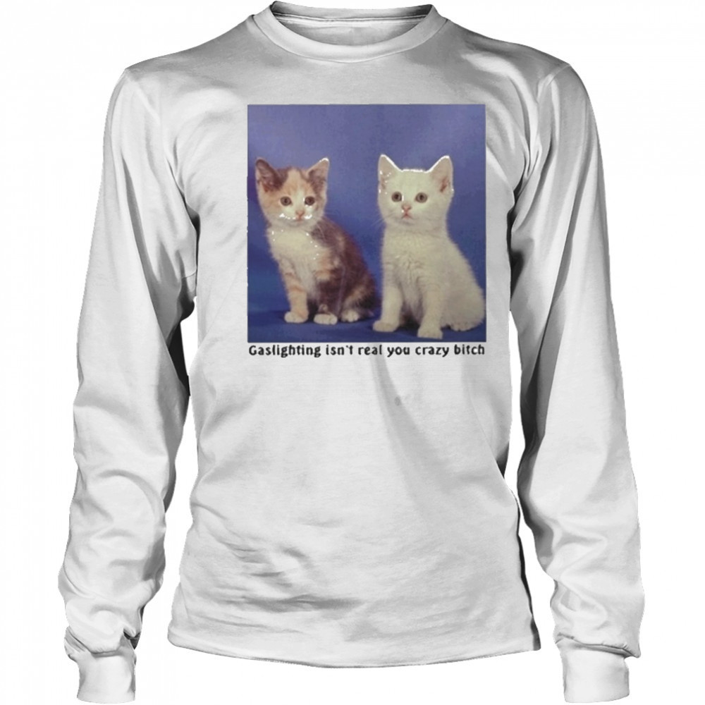 Gaslighting Isnt Real You Crazy Bitch Cat Shirt Long Sleeved