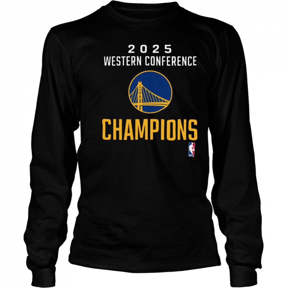 Golden State Warriors Fanatics 2025 NBA Western Conference Champions Locker Room T Shirt Long Sleeved