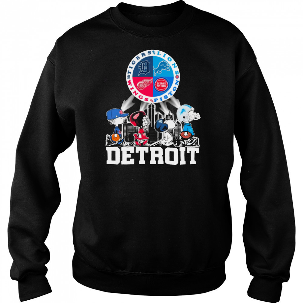 Peanuts Characters Detroit Sports Teams City Walking Official T Shirt Hoodie