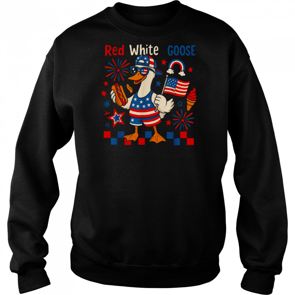 Red White and Goose 4th of July American Flag Hot Dog T Shirt Hoodie