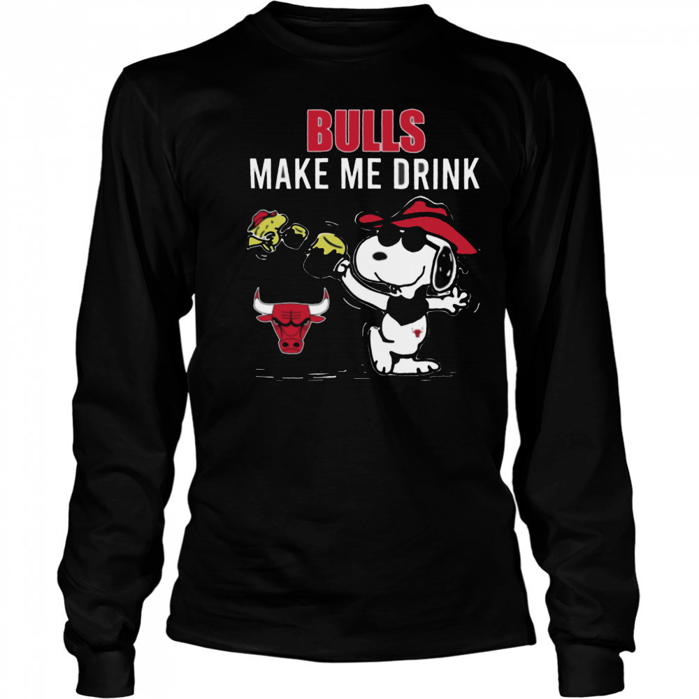 Snoopy And Woodstock Chicago Bulls Make Me Drink T Shirt Long Sleeved