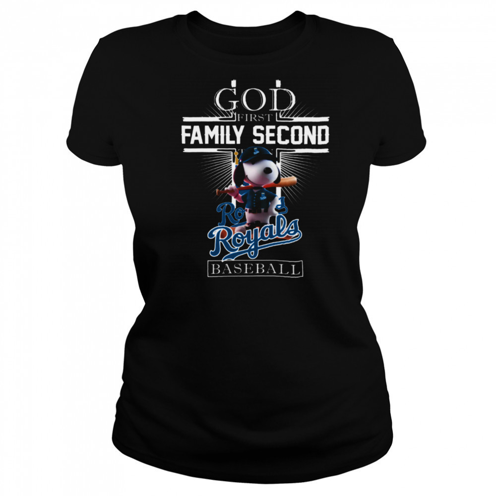 Snoopy God First Family Second Then Kansas City Royals Baseball T Shirt Women's T-shirt