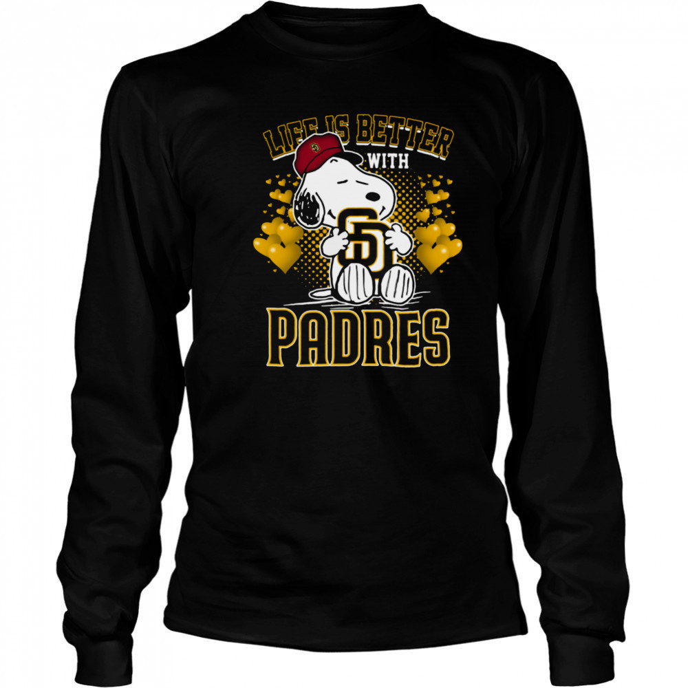 Snoopy Hug Logo Life Is Better With San Diego Padres T Shirt Long Sleeved