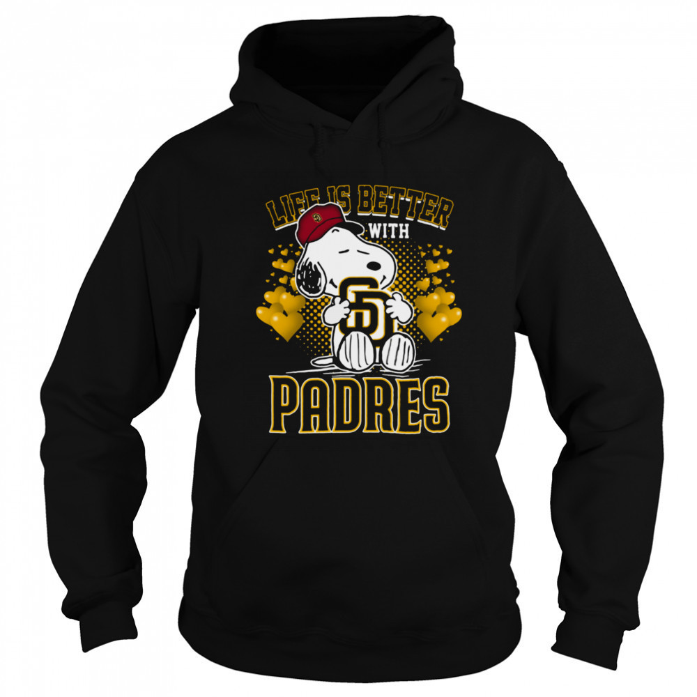 Snoopy Hug Logo Life Is Better With San Diego Padres T Shirt Sweatshirt