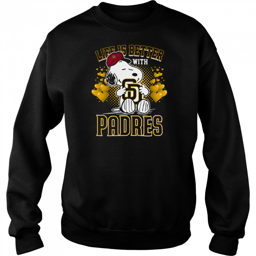 Snoopy Hug Logo Life Is Better With San Diego Padres T Shirt Hoodie