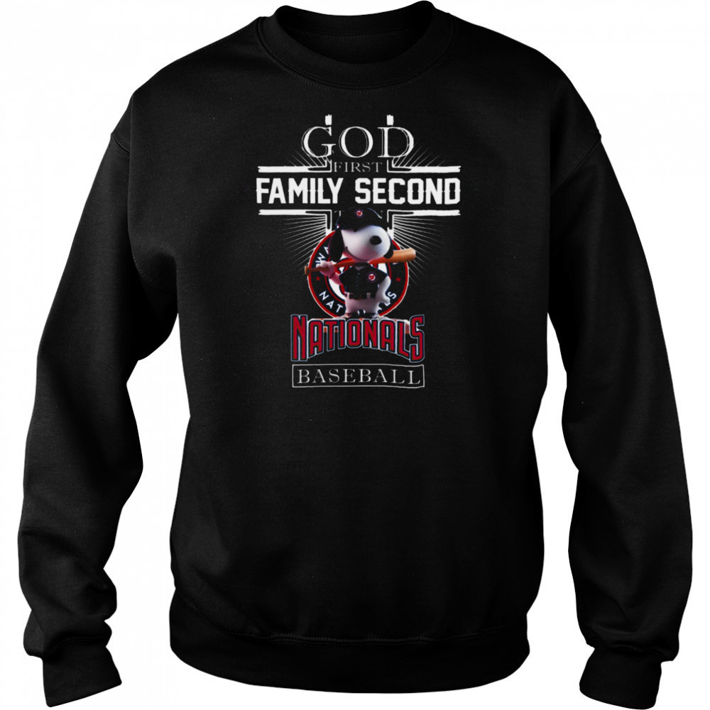 Washington Nationals Shop Snoopy God First Family Second Then Washington Nationals Baseball T Shirt Hoodie