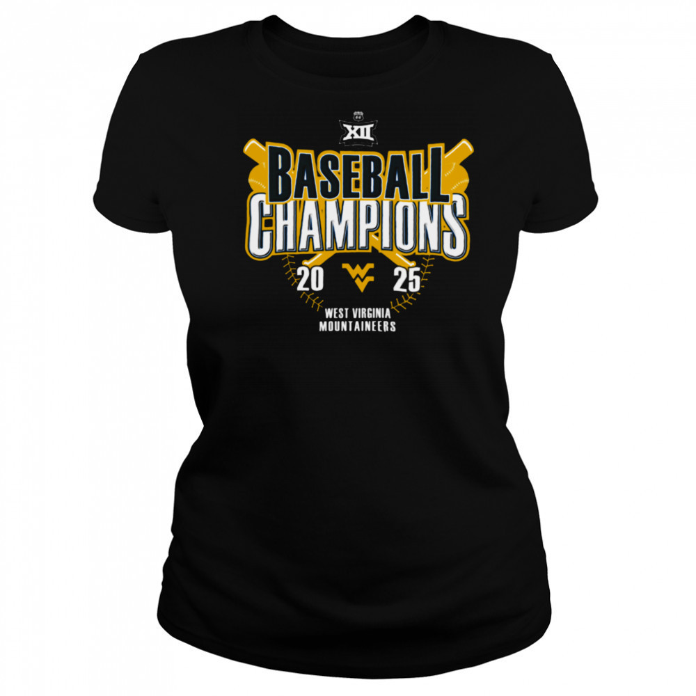 West Virginia Mountaineers 2025 Big 12 Baseball Champions T Shirt Women's T-shirt