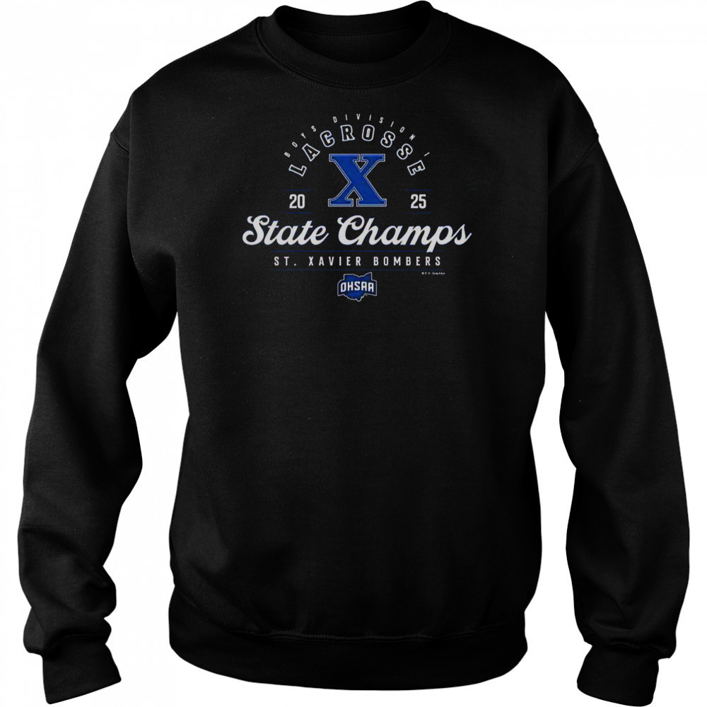 2025 OHSAA Boys Lacrosse D1 State Champions St. Xavier Bombers T-Shirt Hoodie