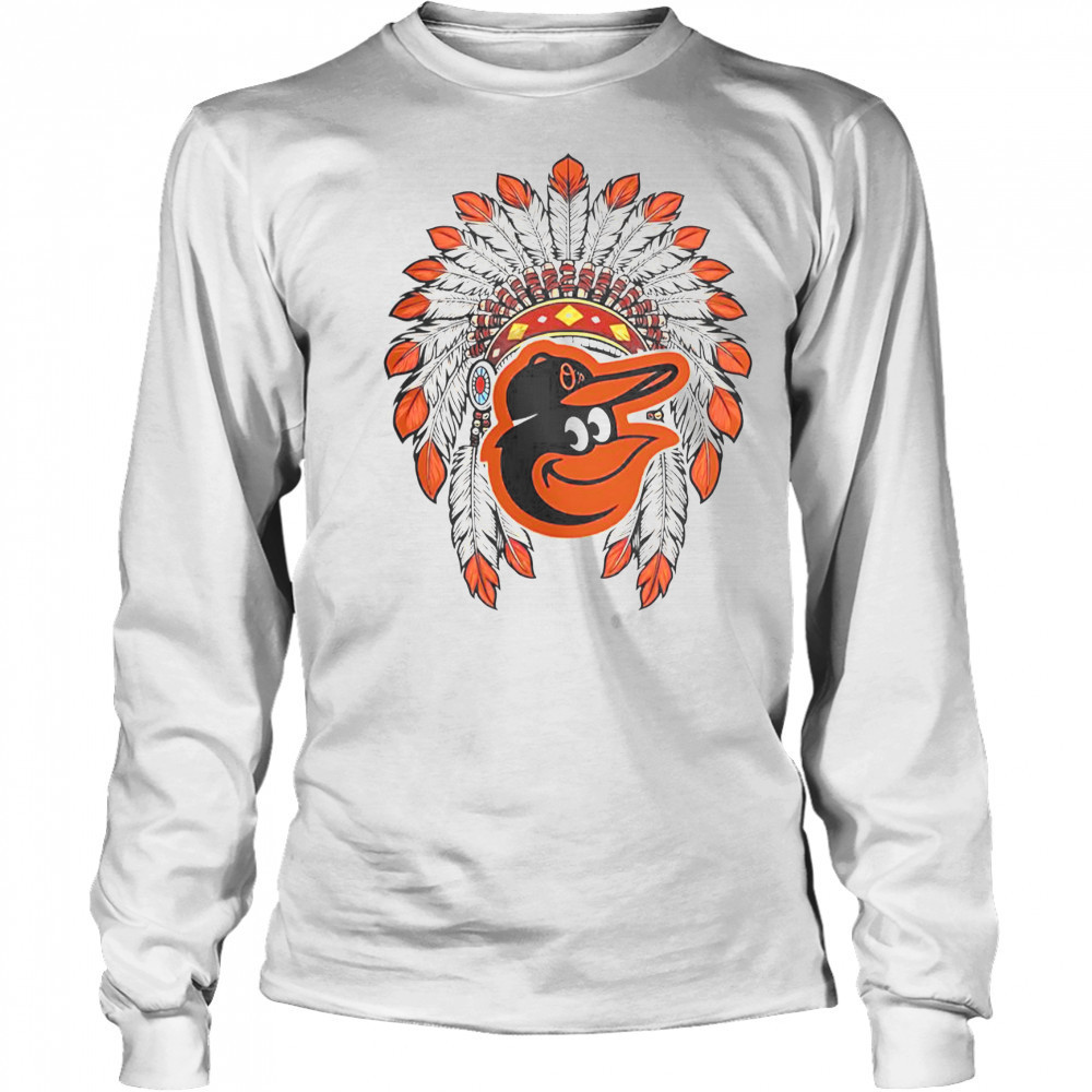 Baltimore Orioles Native American Logo T-Shirt Long Sleeved