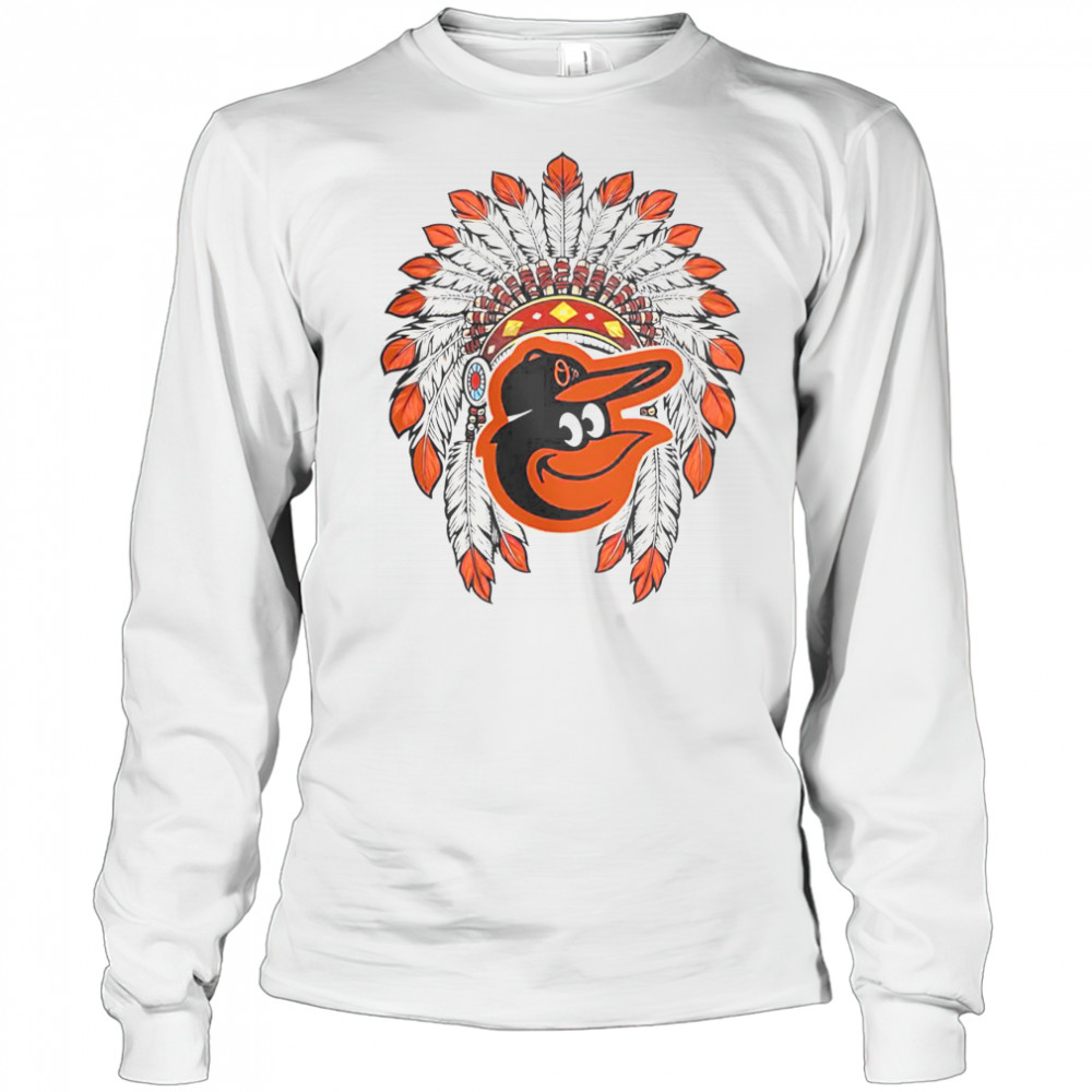 Baltimore Orioles Native American Logo T-Shirt Long Sleeved