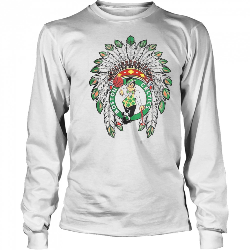 Boston Celtics Native American Logo T-Shirt Long Sleeved