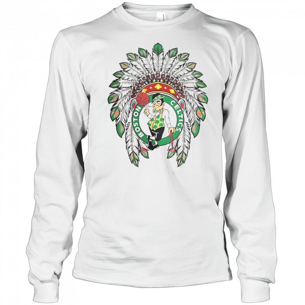 Boston Celtics Native American Logo T-Shirt Long Sleeved